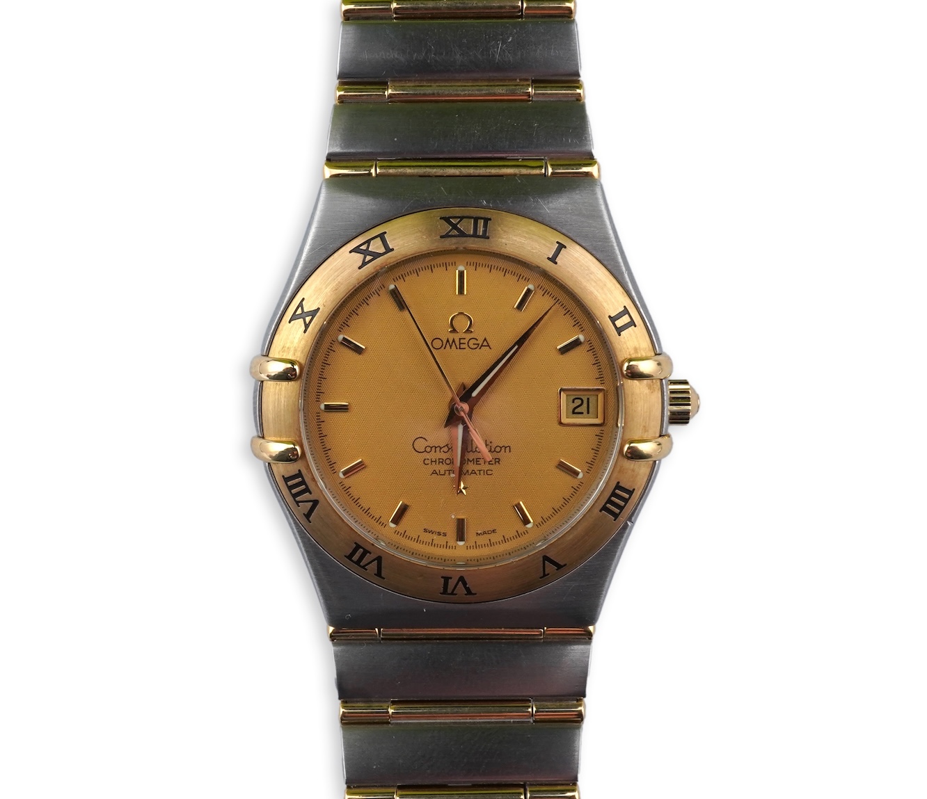 A gentleman's late 20th century steel and gold Omega Constellation Chronometer Automatic wrist watch